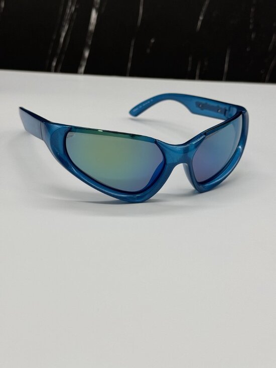 NEW BALENCIAGA BB0202S 003 BLUE OVERSIZED WOMEN SUNGLASSES BALENCIAGA EYEWEAR